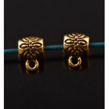 Metalen kraal met oogje 6x5mm gat 3 mm Oud goudkleurig 5 stuks